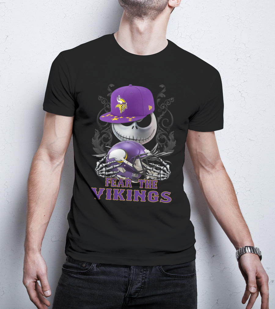 Fear The Vikings Minnesota Vikings Skeleton Halloween Football T-Shirt
