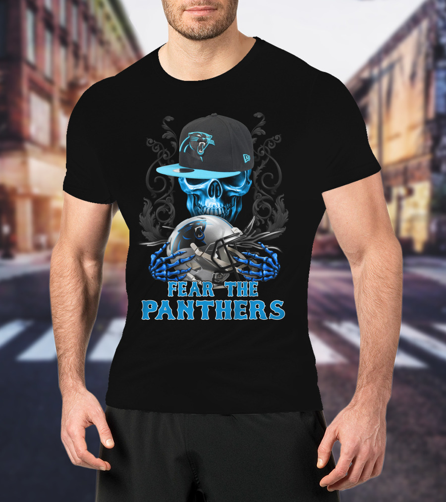 Fear The Panthers Ds002-05 Carolina Panthers Skull And Helmet T-Shirt