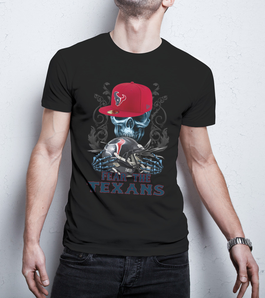 Fear The Texans Ds002-13 Houston Texans Skull With Caps And Helmet T-Shirt