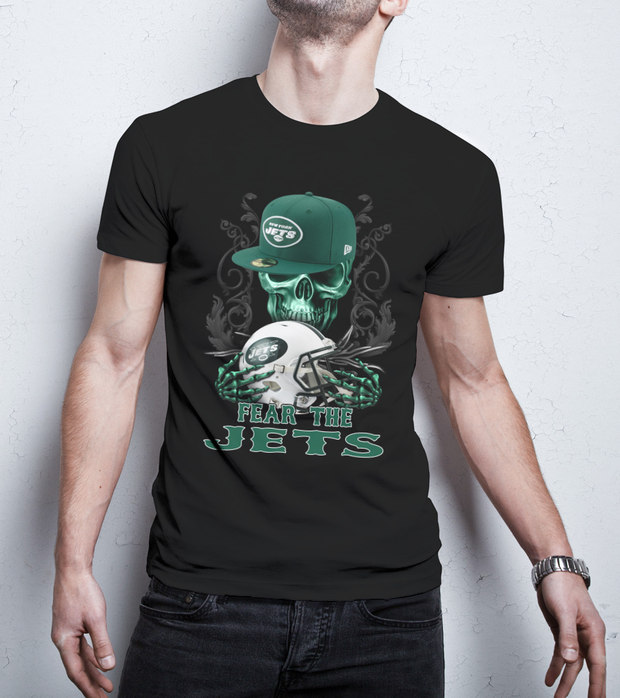 Fear The Jets New York Jets Helmet And Cap Skull Art Ds002-22 T-Shirt