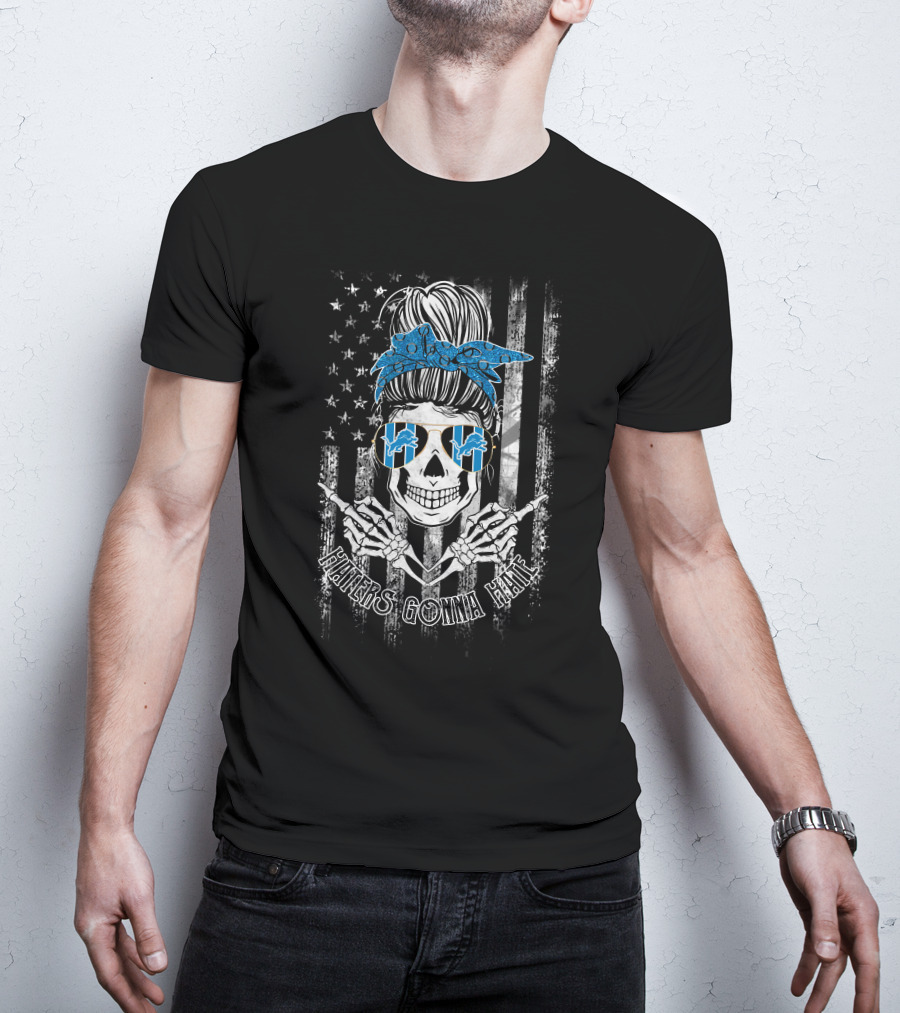 Haters Gonna Hate Detroit Lions Skeleton With Bandana And Sunglasses T-Shirt