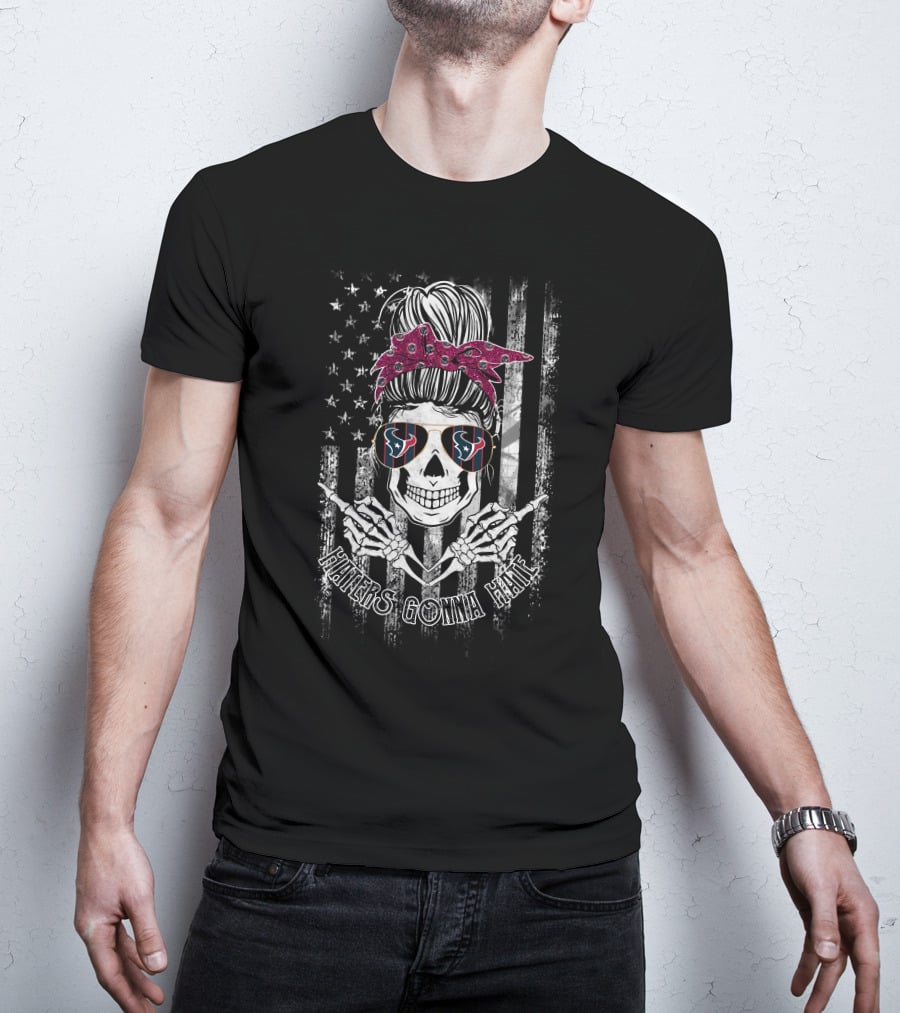 Houston Texans Haters Gonna Hate Skull American Flag T-Shirt