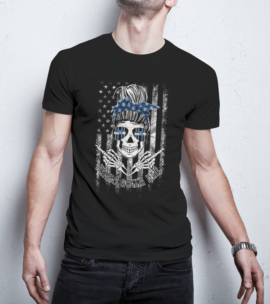 Haters Gonna Hate Seattle Seahawks Skull With Bandana And Sunglasses T-Shirt