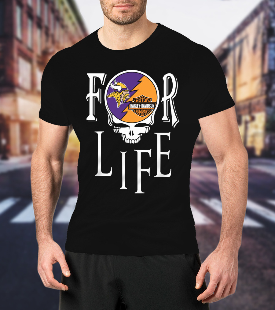 Minnesota Vikings Harley Davidson Nfl For Life T-Shirt
