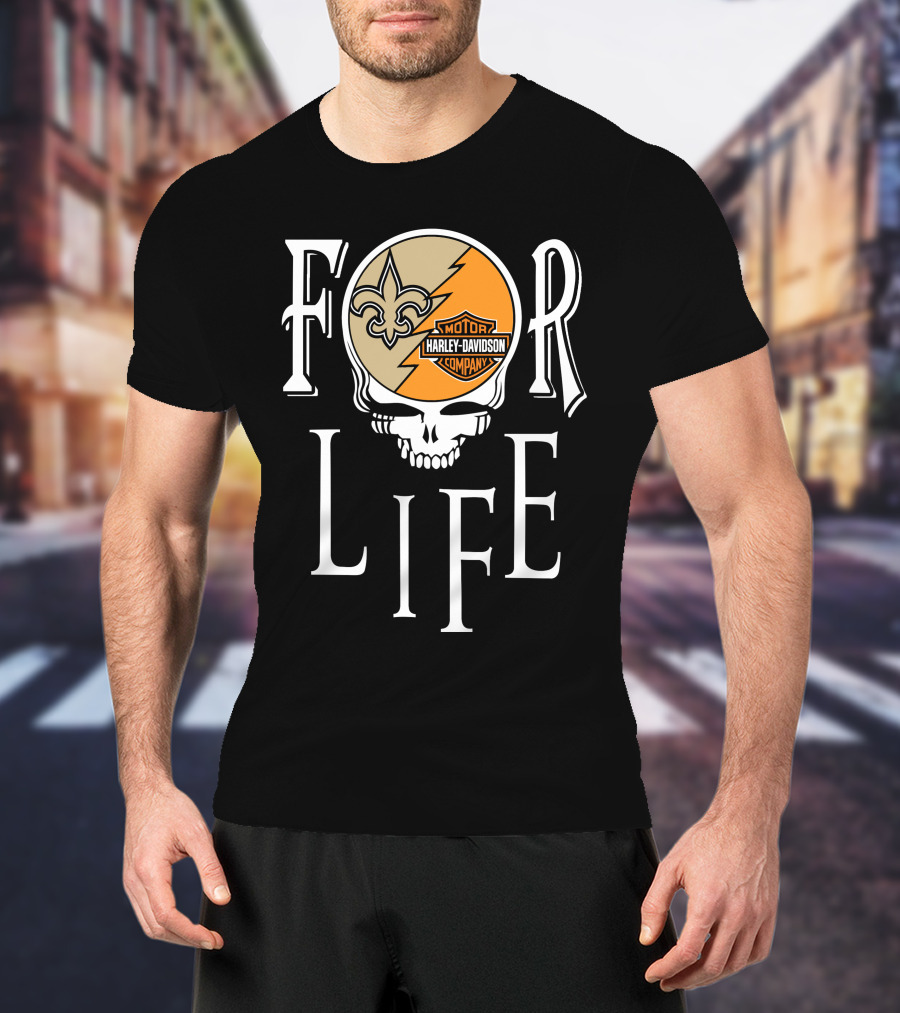 New Orleans Saints Harley Davidson Nfl For Life T-Shirt