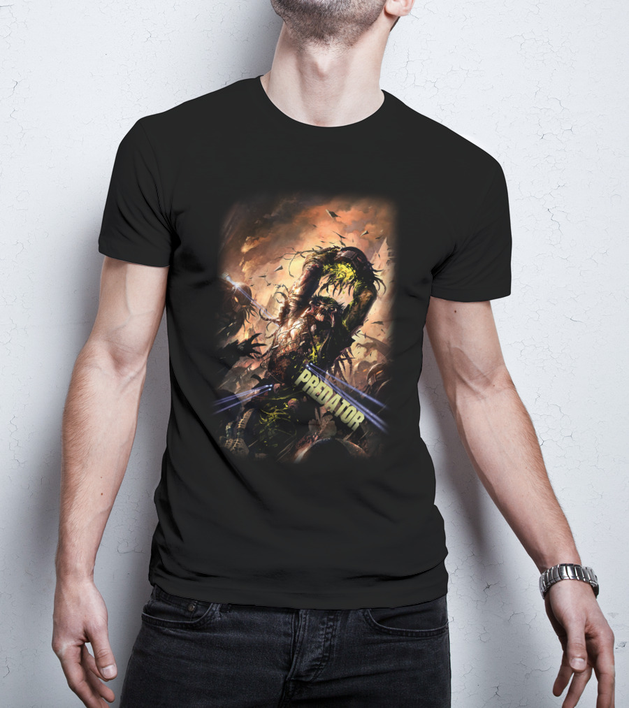 Predator Alien Creature Battle Scene T-Shirt