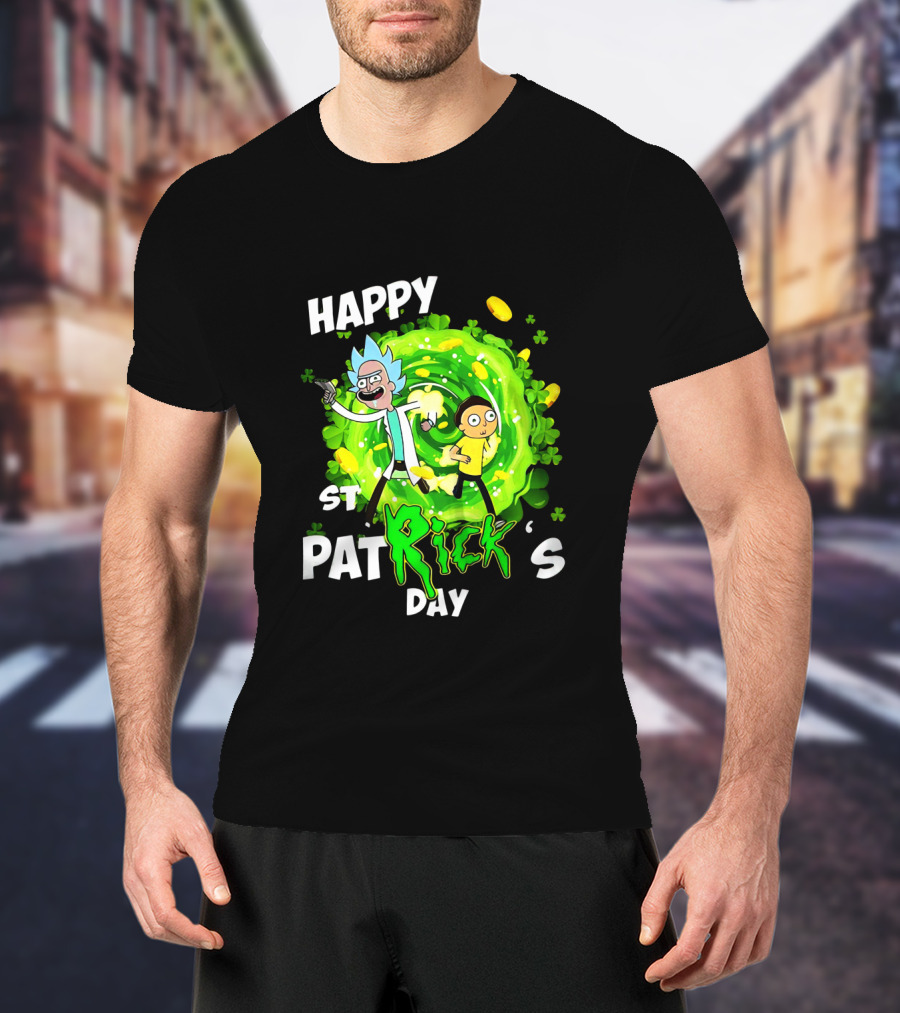 Happy St. Patrick's Day Rick And Morty Portal Adventure T-Shirt
