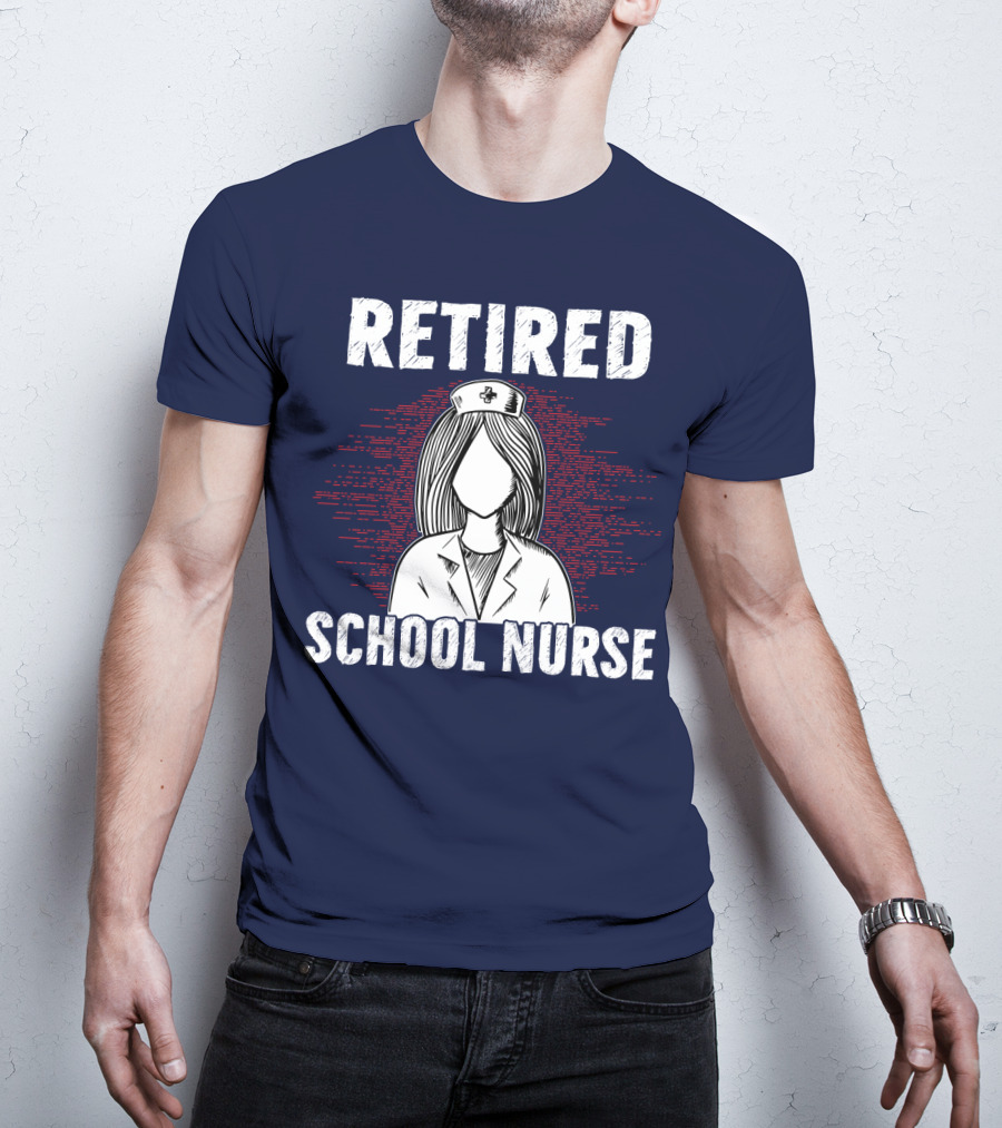 Retired School Nurse Vintage Nurse Figure With Hat T-Shirt
