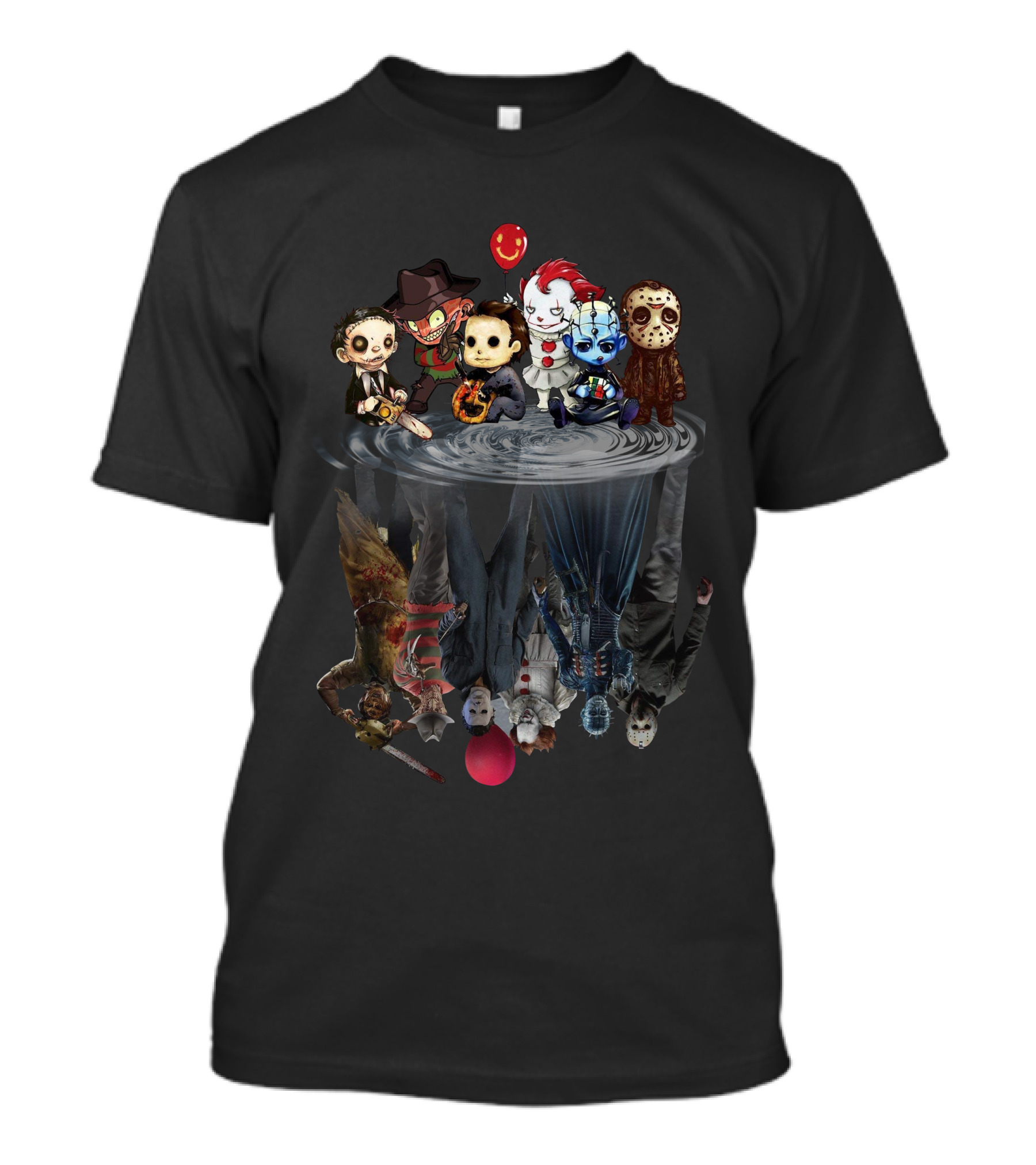 Horror Mashup With Iconic Movie Characters And Reflections T-Shirt
