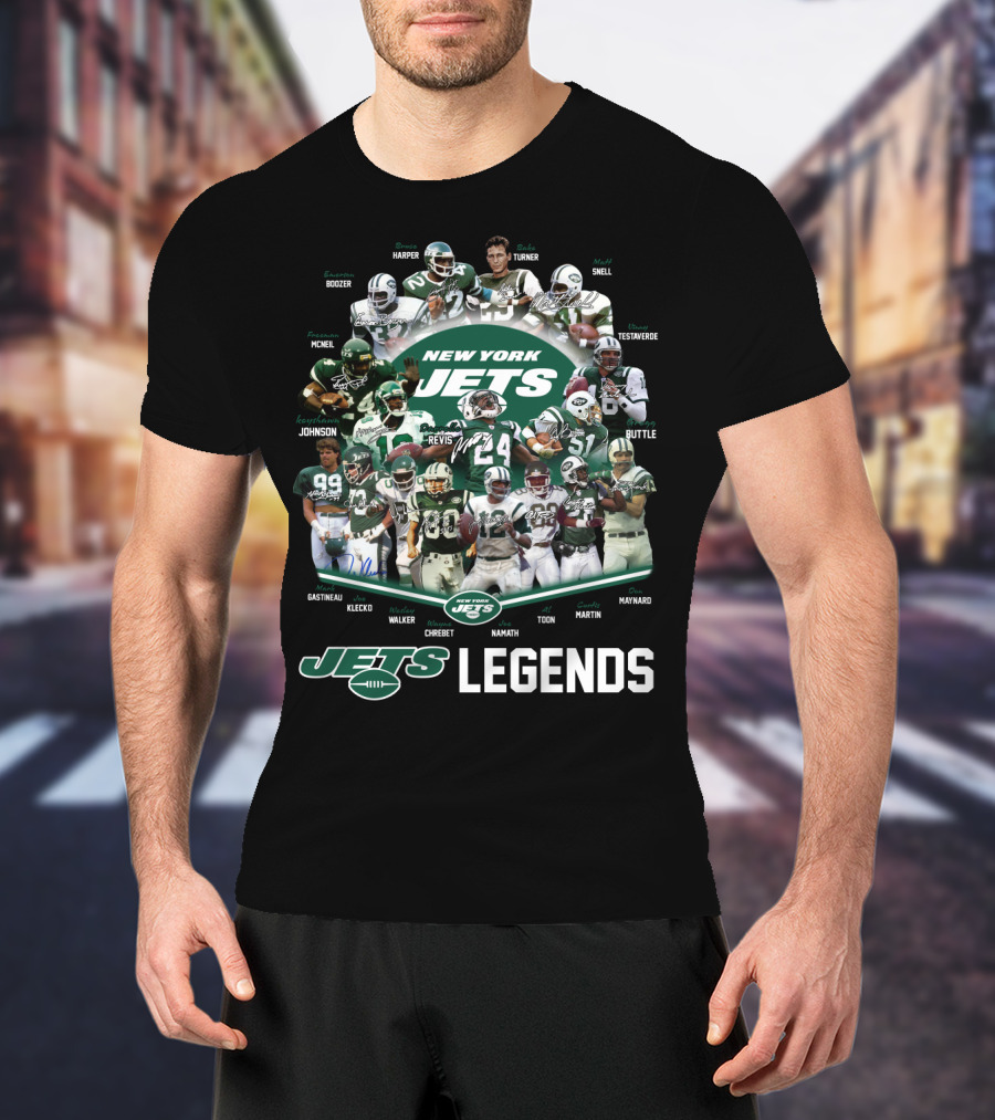 New York Jets Legends Revis Namath Martin Klecko Toon Maynard T-Shirt