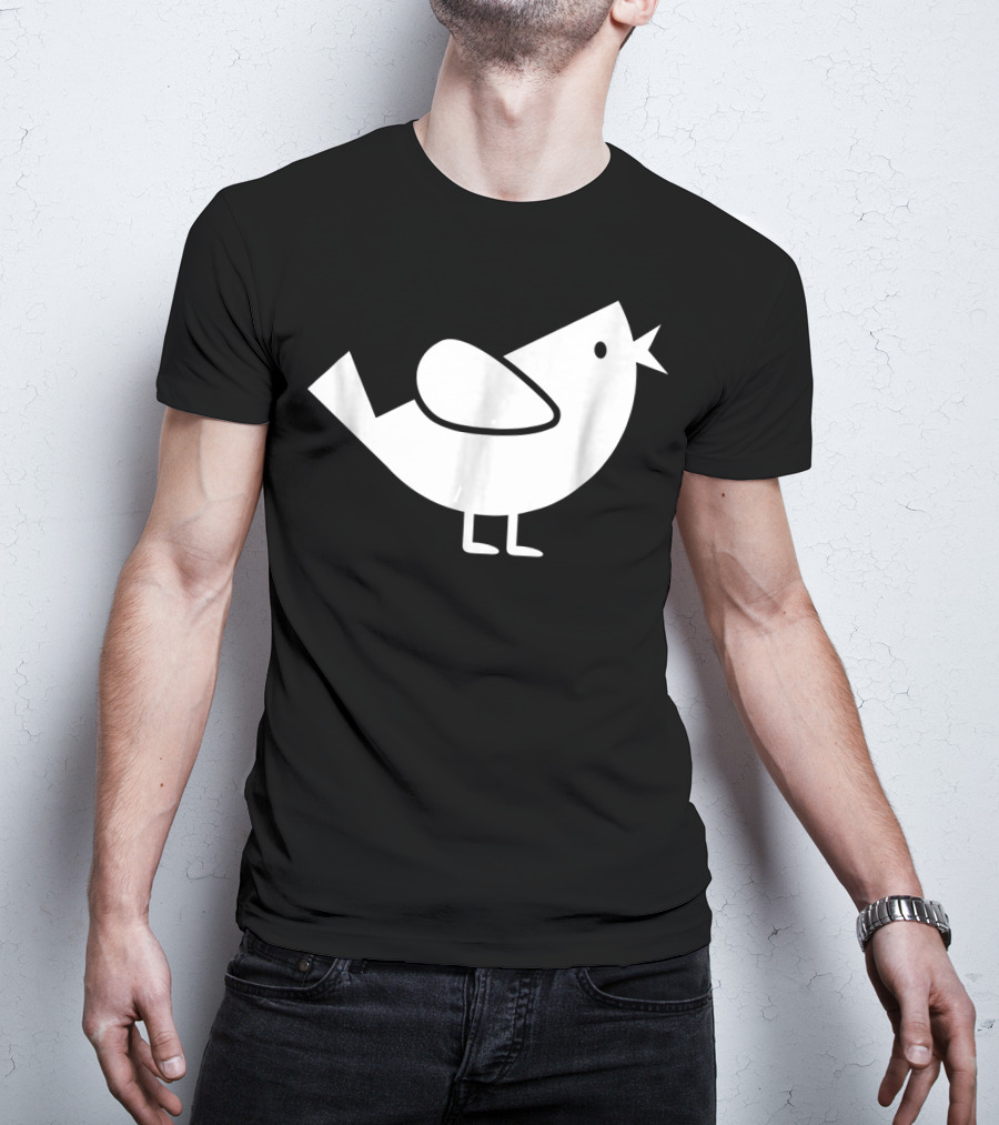 Comic Bird Black And White Minimalist T-Shirt