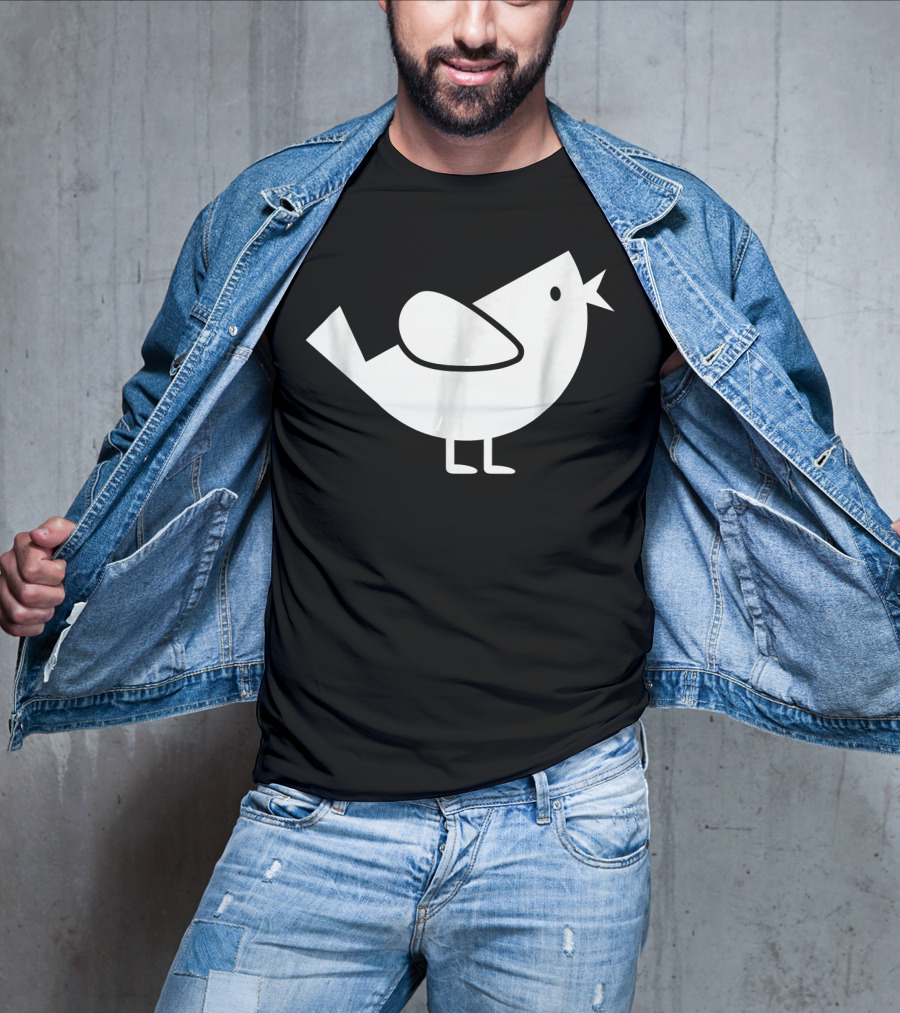 Comic Bird Black And White Minimalist T-Shirt