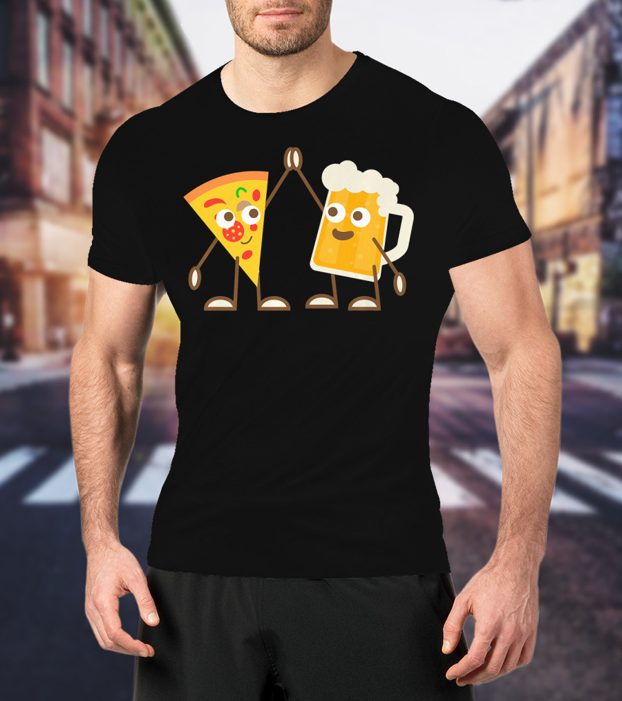 Pizza And Beer Slice High Five Fun T-Shirt