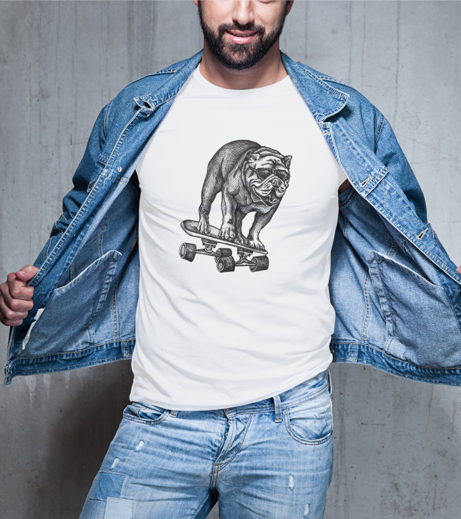 Cool Skateboarding English Bulldog T-Shirt