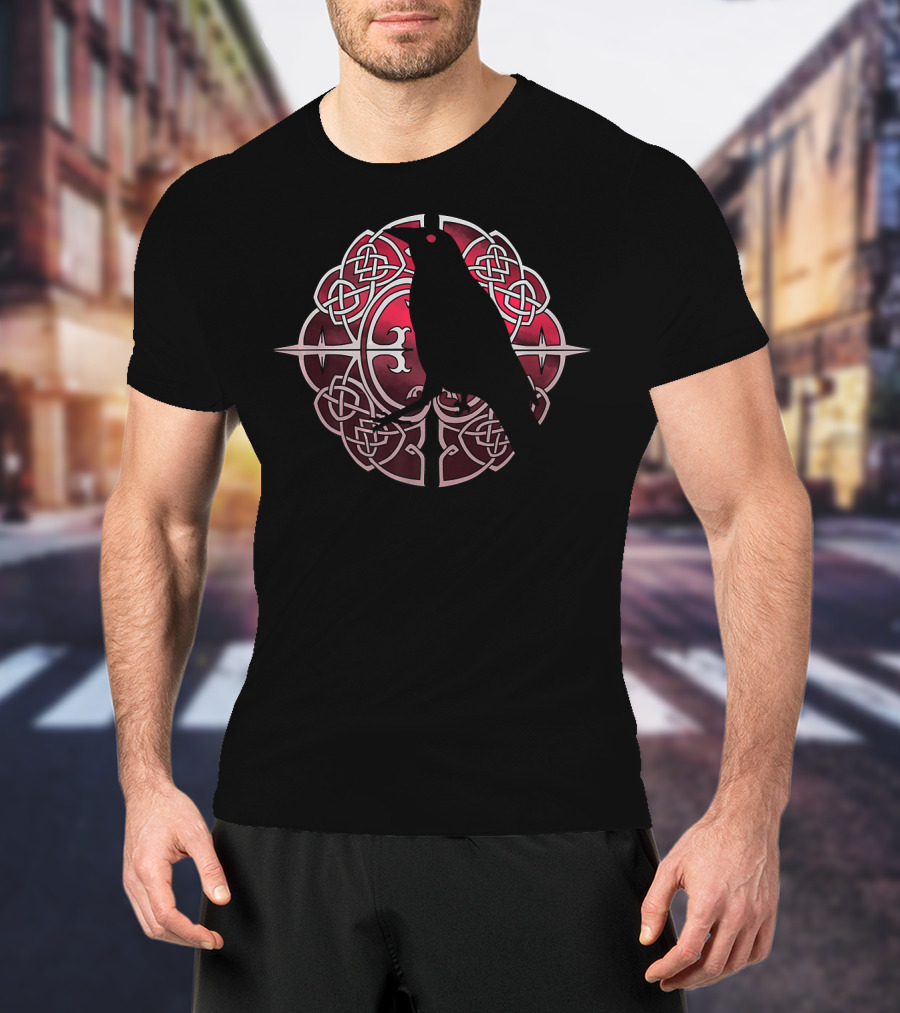 Cool Viking Norse Raven Knotwork T-Shirt