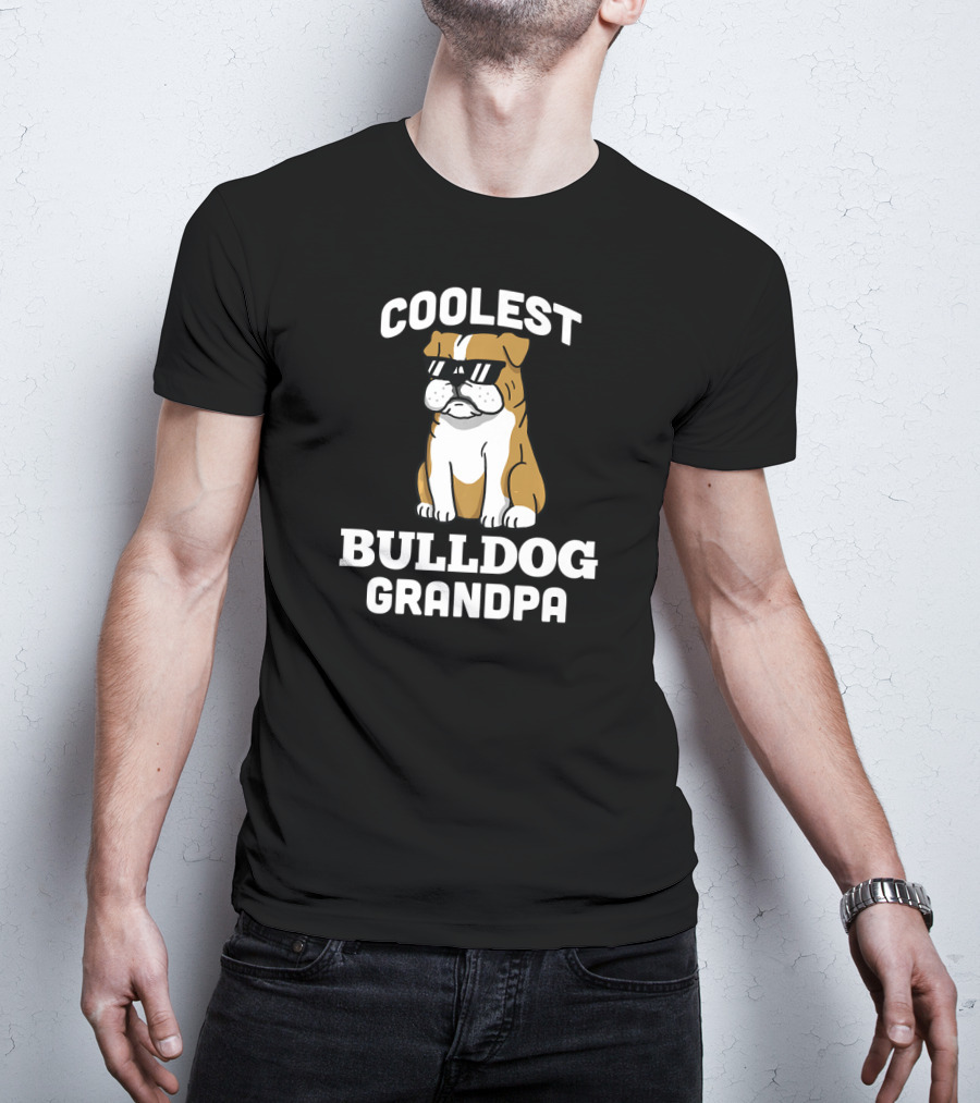 Coolest Bulldog Grandpa Funny English Dog T-Shirt
