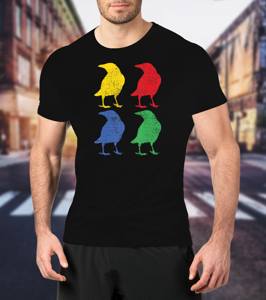 Crow Raven Bird Love Pop Art Quartet T-Shirt