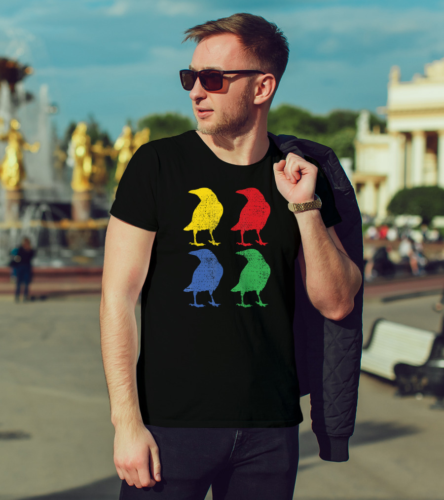 Crow Raven Bird Love Pop Art Quartet T-Shirt