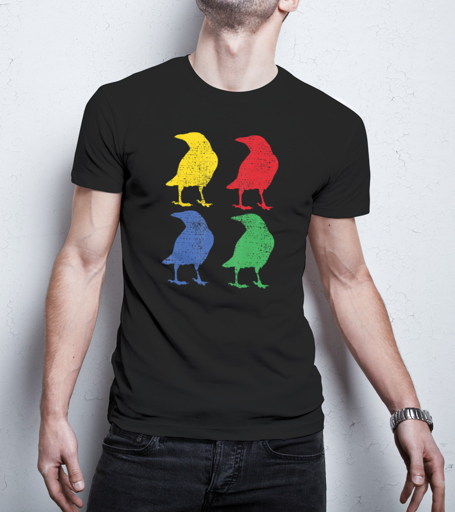 Crow Raven Bird Love Pop Art Quartet T-Shirt