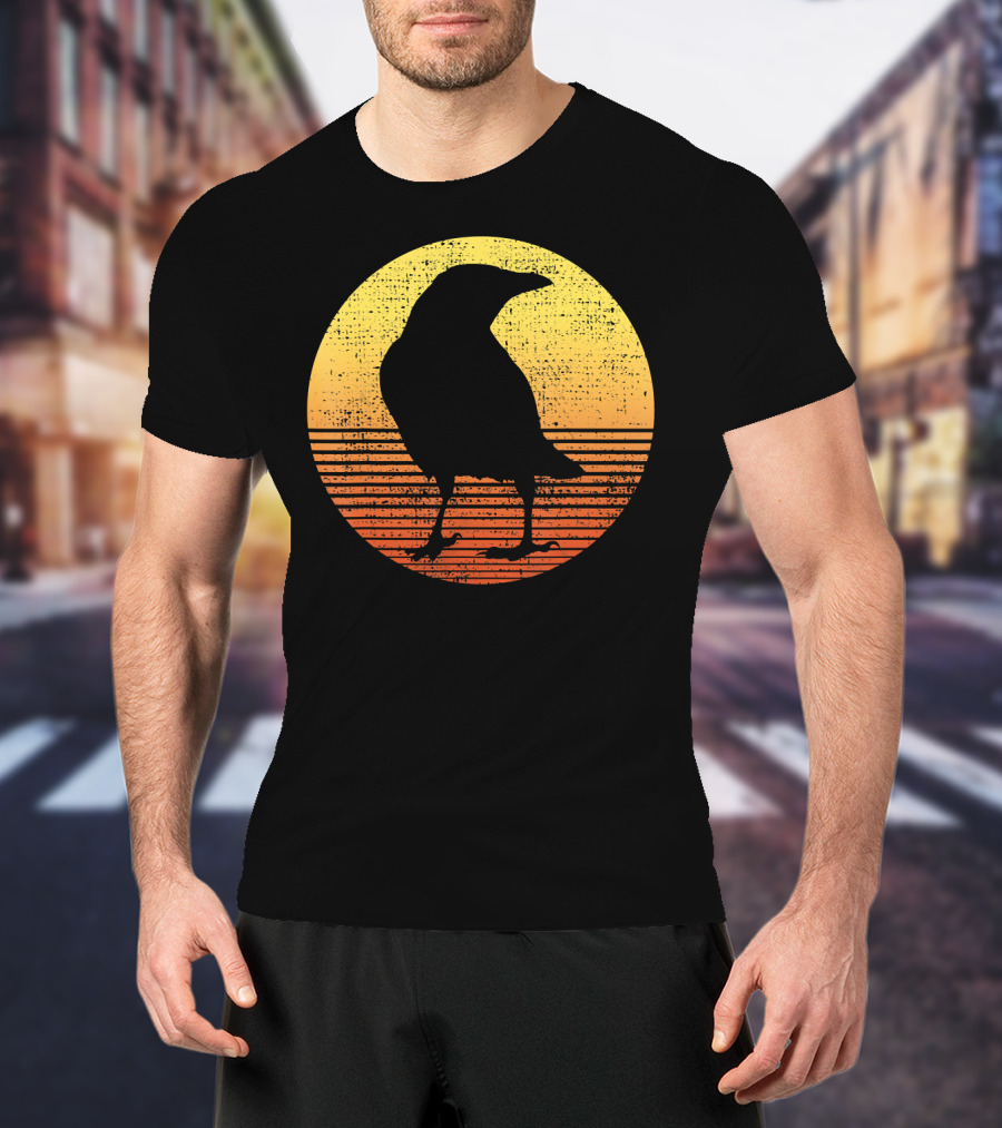 Crow Bird Lover Raven Sunset T-Shirt