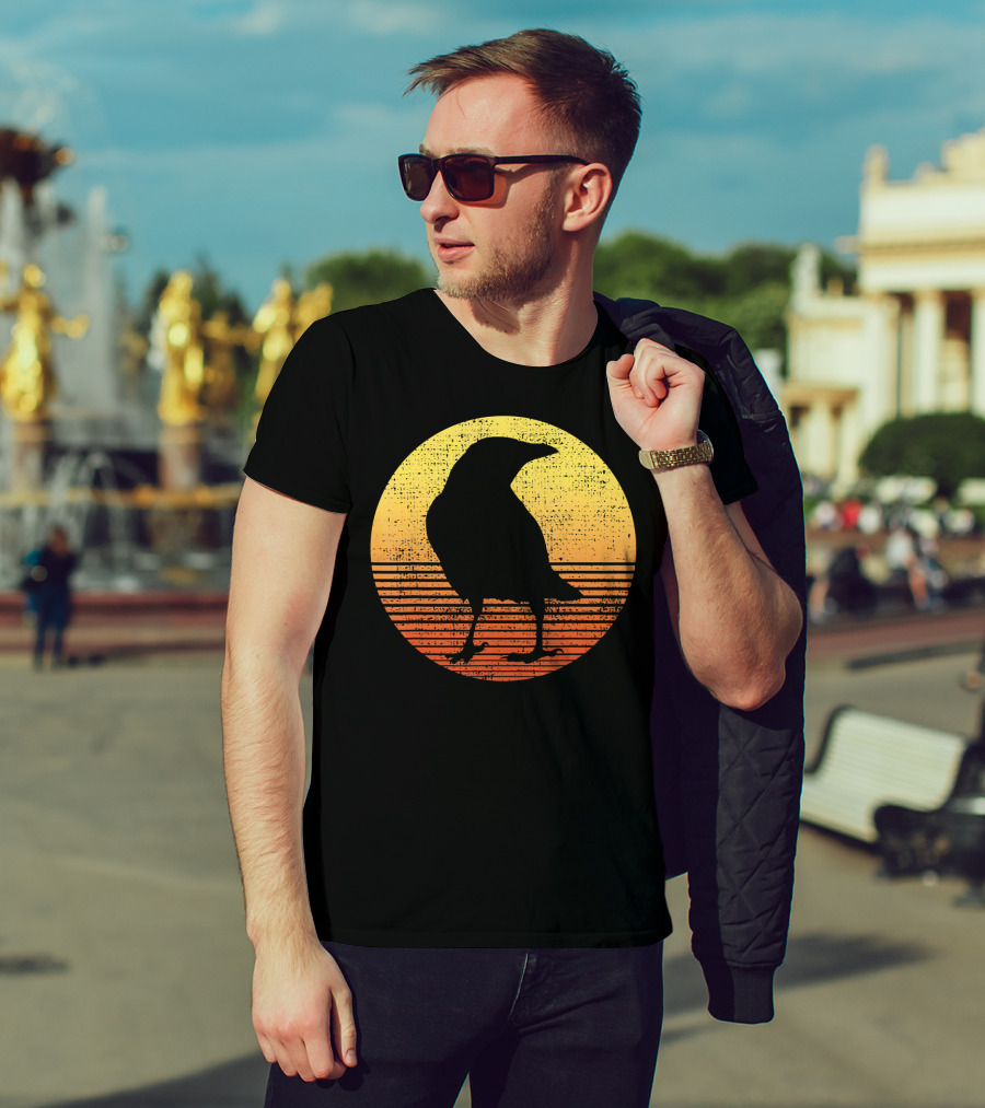 Crow Bird Lover Raven Sunset T-Shirt