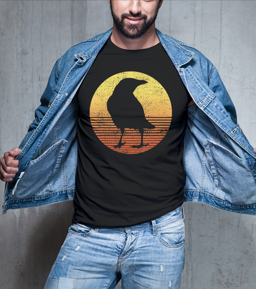Crow Bird Lover Raven Sunset T-Shirt