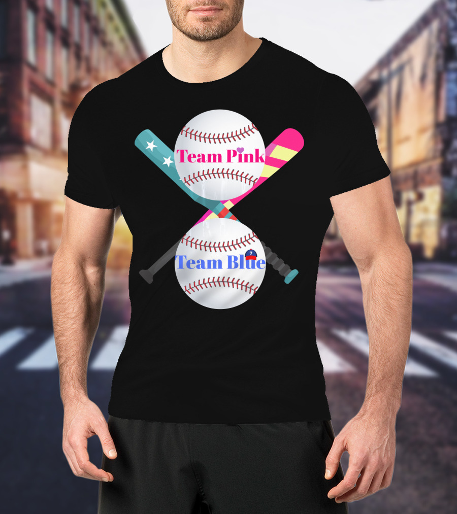 Team Pink Team Blue Cute Baseball Gender Reveal Party T-Shirt