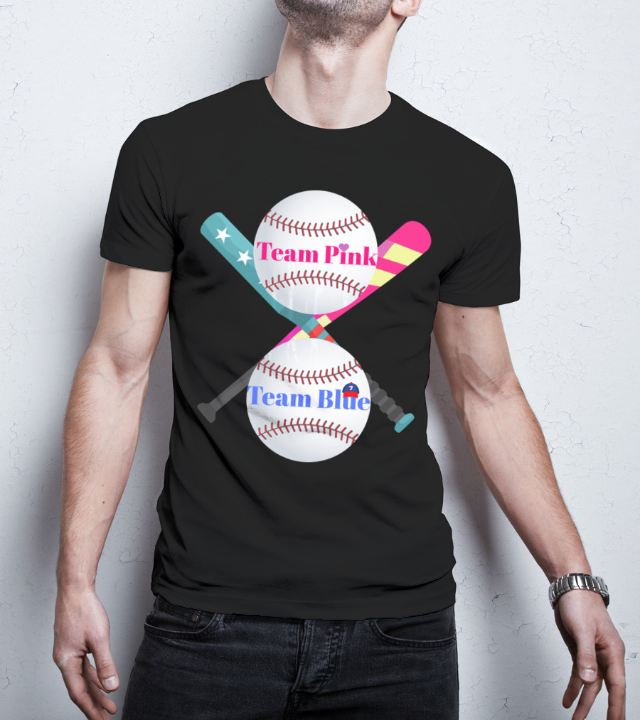 Team Pink Team Blue Cute Baseball Gender Reveal Party T-Shirt