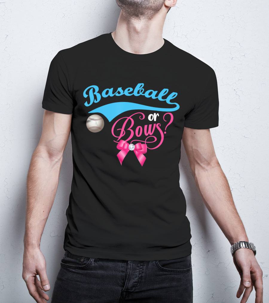 Baseball Or Bows Gender Reveal Party T-Shirt
