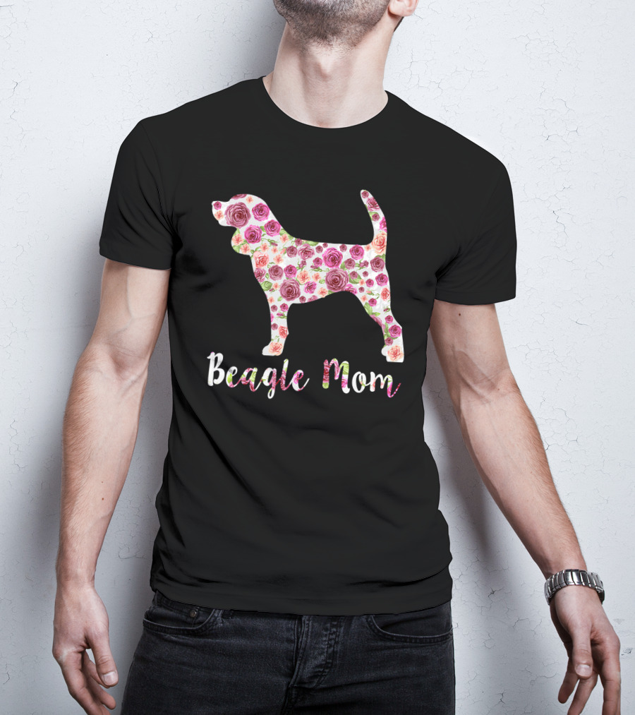 Beagle Mom Floral Roses T-Shirt
