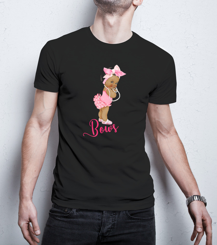 Bows Cute Ethnic Team Girl Gender Reveal T-Shirt