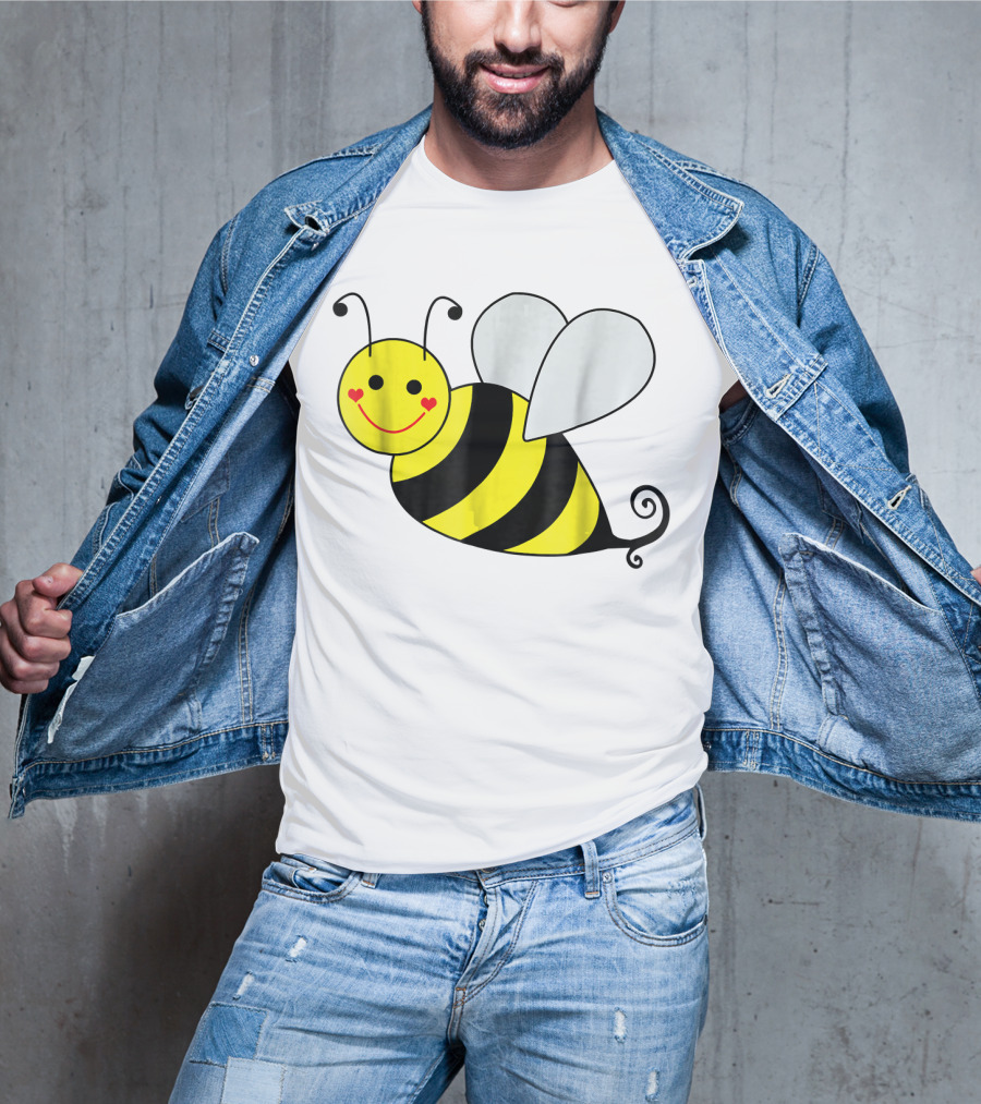 Happy Smiling Cute Bumble Bee With Heart Cheeks T-Shirt