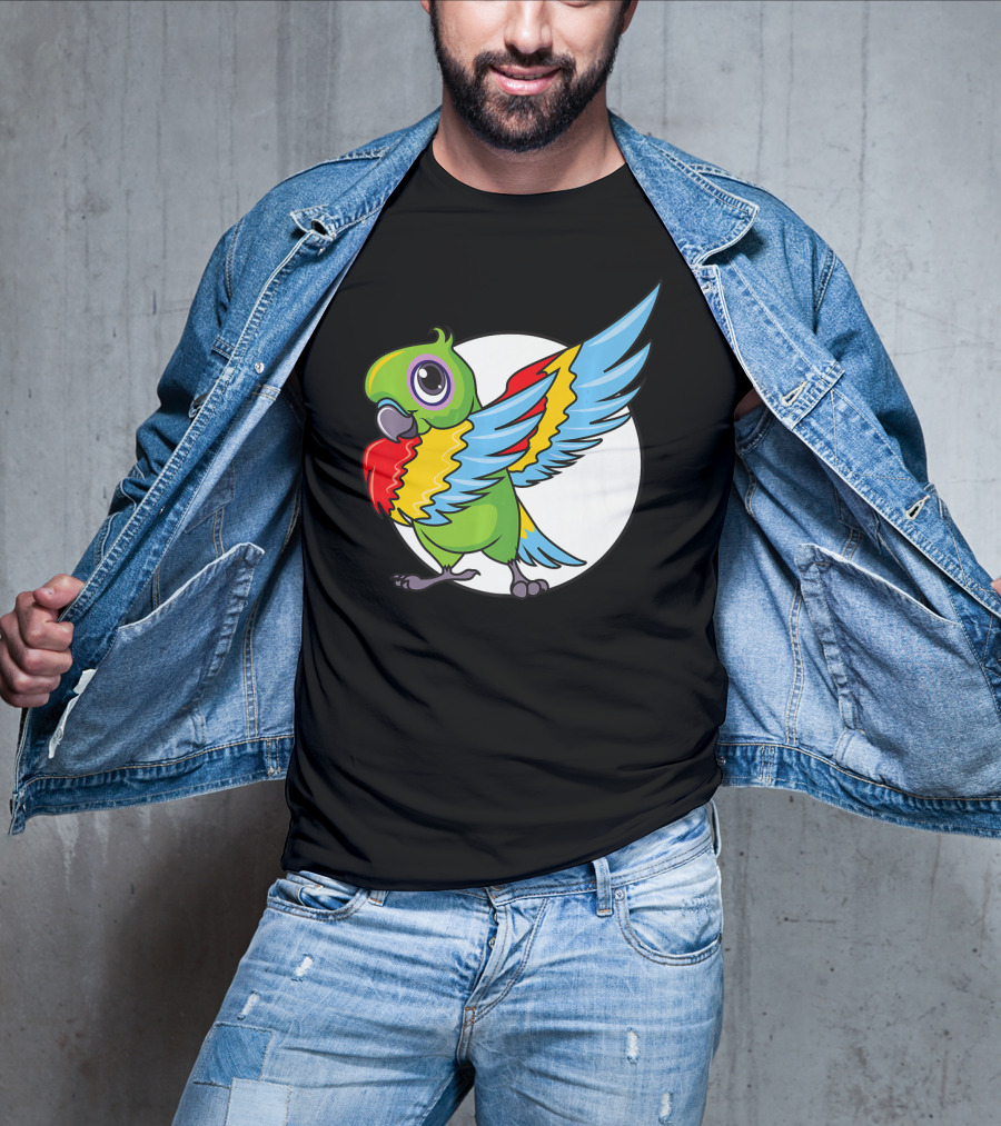 Cute Dabbing Great Green Macaw Parrot Colorful Wings T-Shirt