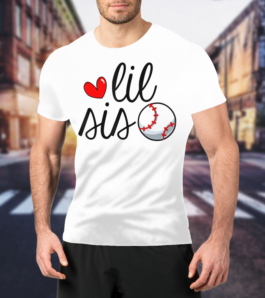 Lil Sis Heart Baseball Sports Playful T-Shirt