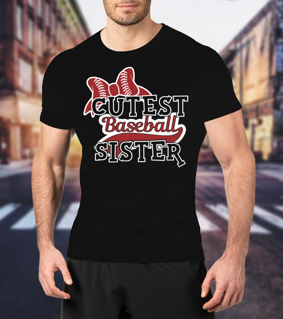 Cutest Baseball Sister Bow T-Shirt