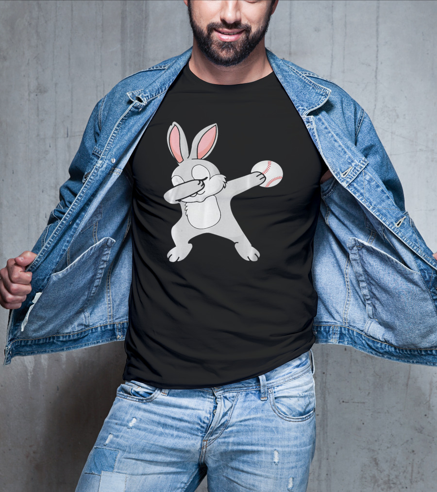 Dabbing Bunny With Baseball Easter Day T-Shirt