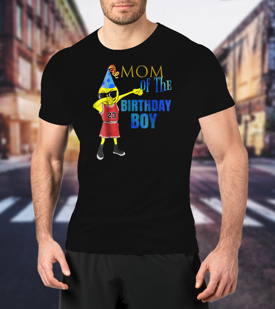MOM OF THE BIRTHDAY BOY Dabbing Emoji Basketball 23 Party Hat T-Shirt