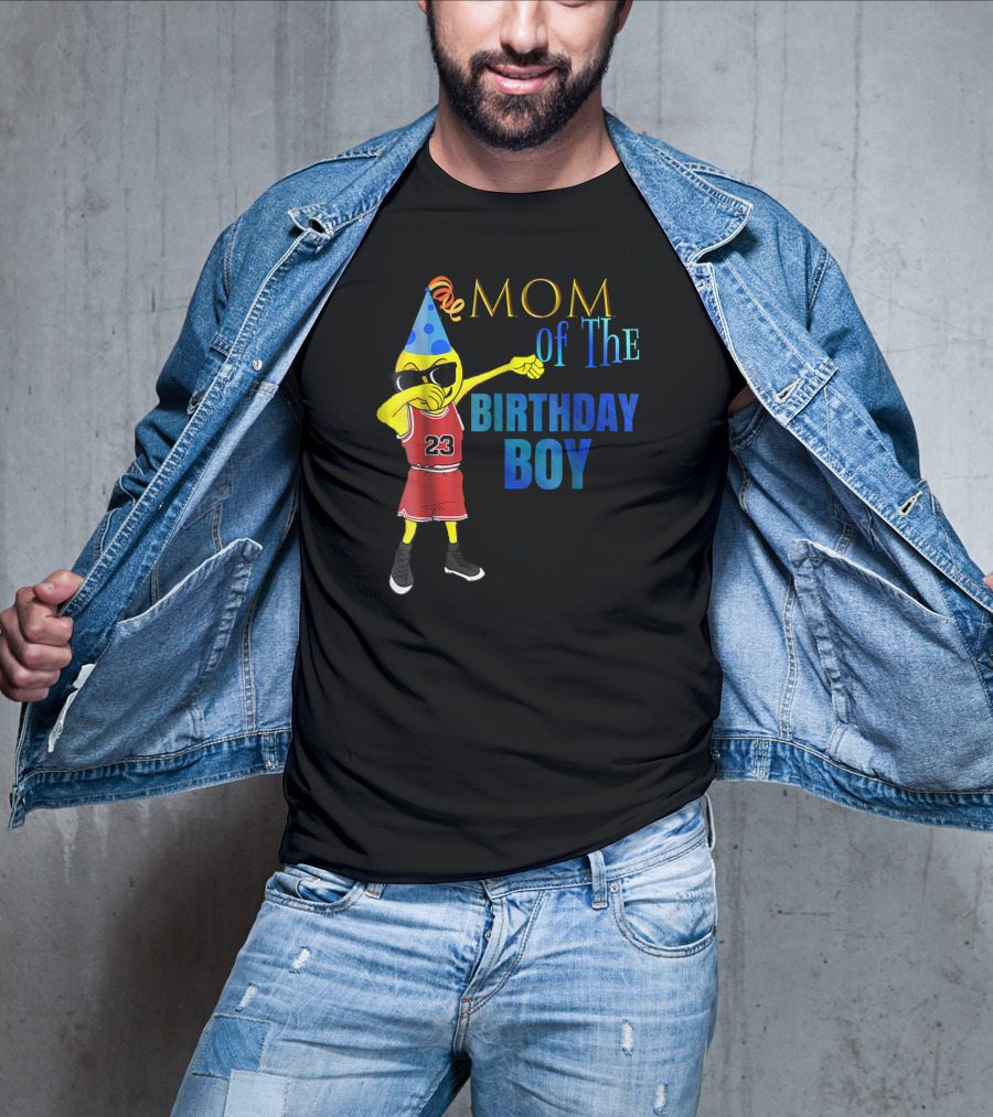 MOM OF THE BIRTHDAY BOY Dabbing Emoji Basketball 23 Party Hat T-Shirt
