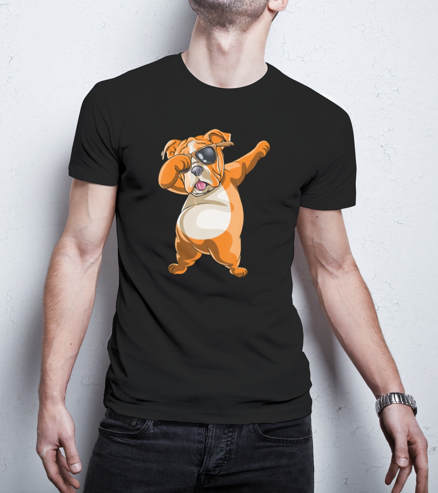 Dabbing English Bulldog Dog Dab With Sunglasses T-Shirt