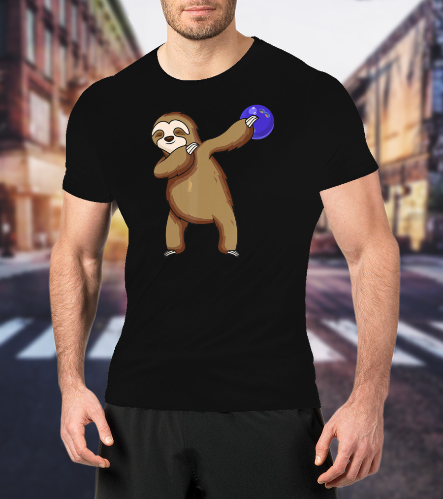 Dabbing Sloth Bowling With Blue Ball T-Shirt