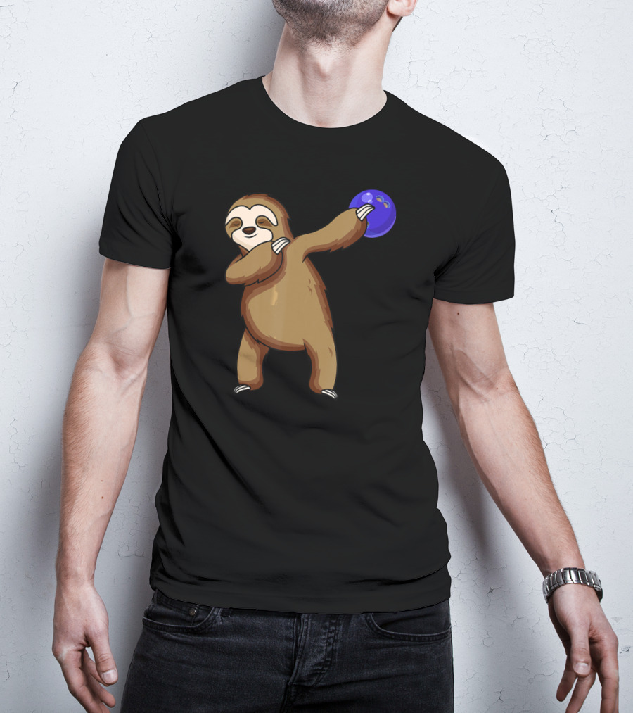 Dabbing Sloth Bowling With Blue Ball T-Shirt