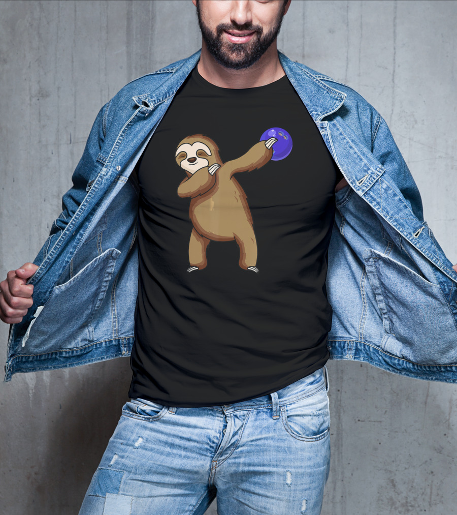 Dabbing Sloth Bowling With Blue Ball T-Shirt