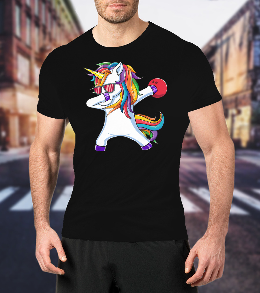 Dabbing Unicorn With Bowling Ball And Sunglasses Iconic T-Shirt