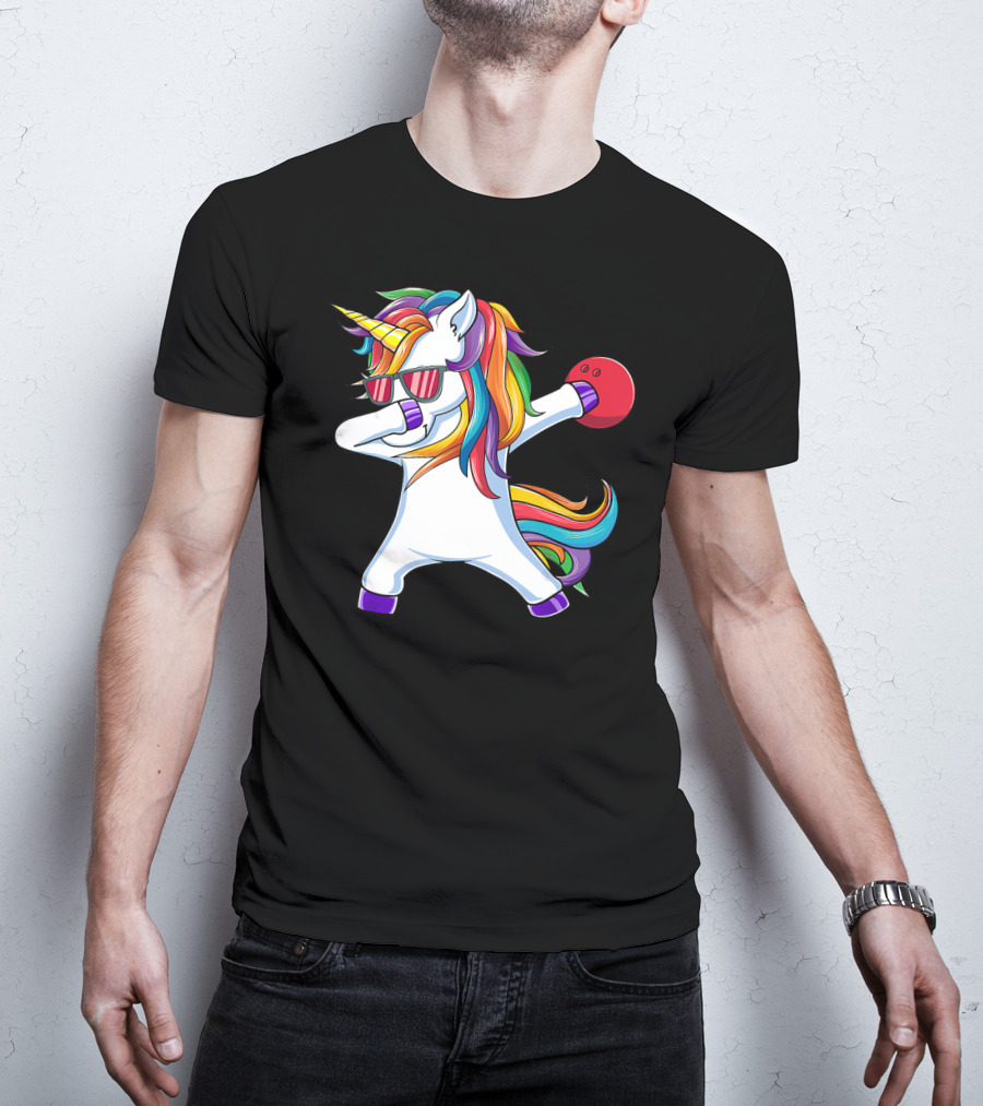 Dabbing Unicorn With Bowling Ball And Sunglasses Iconic T-Shirt