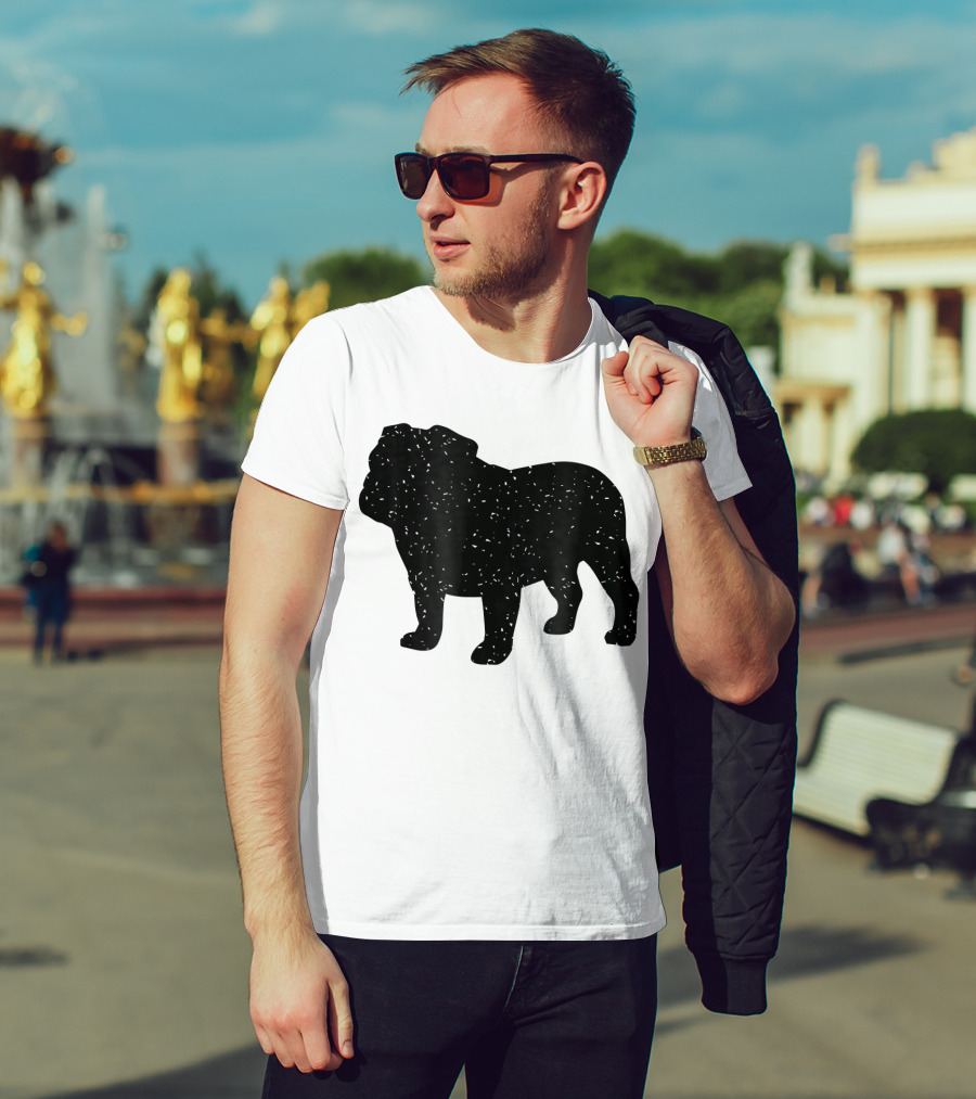 Distressed Black English Bulldog T-Shirt