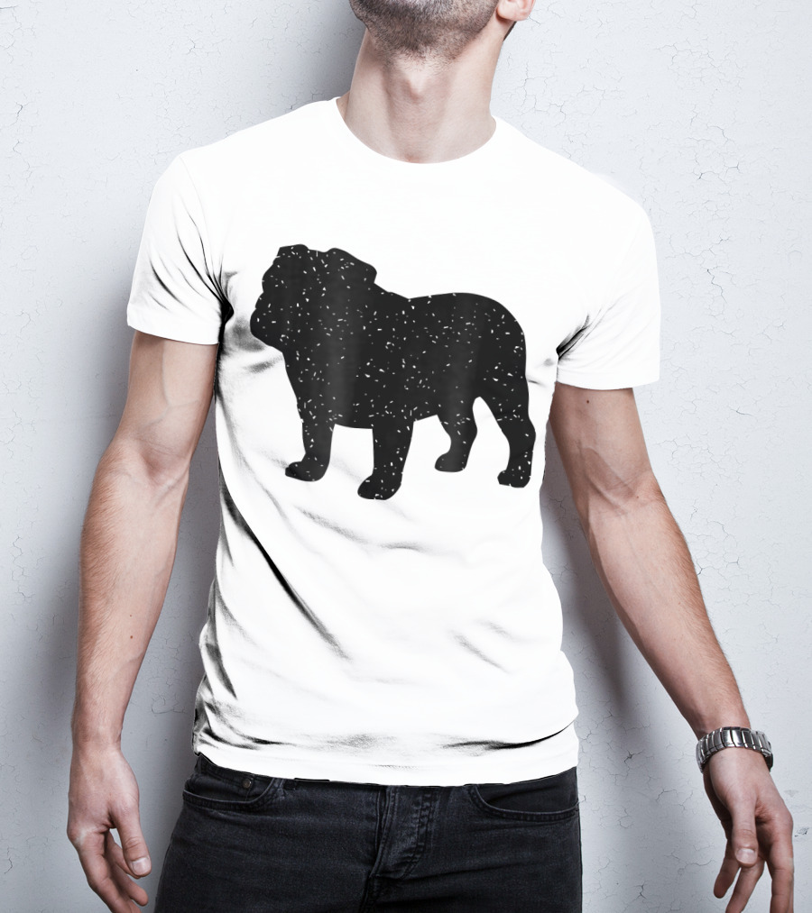 Distressed Black English Bulldog T-Shirt
