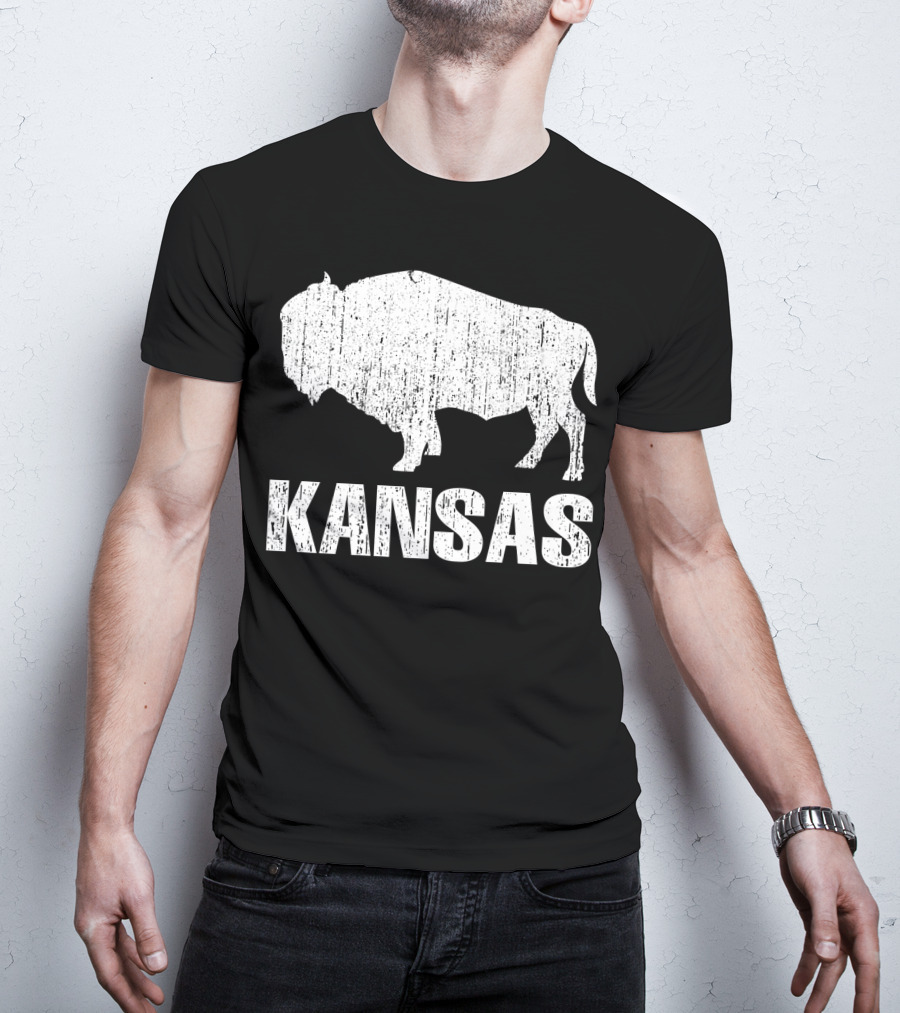 Distressed Kansas State Buffalo T-Shirt