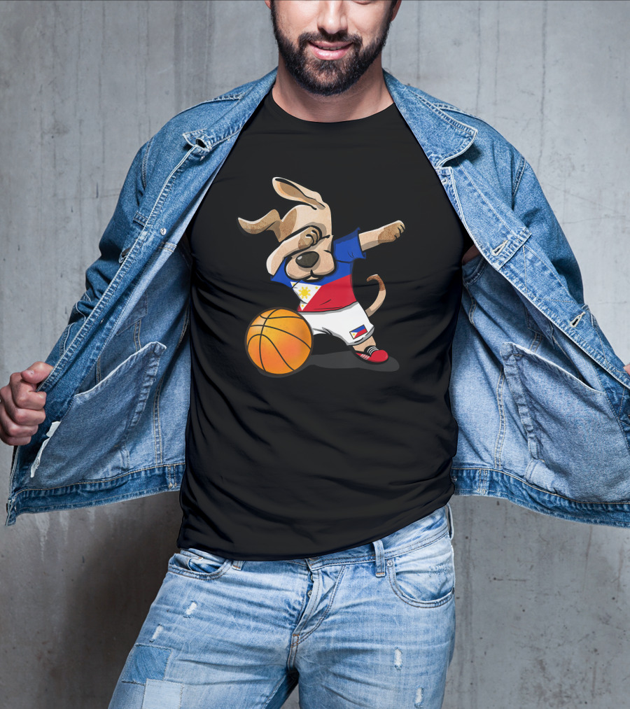 Dog Dabbing Basketball Philippines Jersey Flag T-Shirt