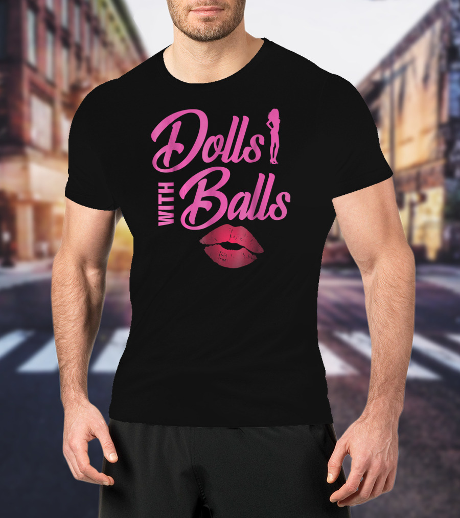 Dolls With Balls Funny Bowling Sports Silhouette Lips T-Shirt
