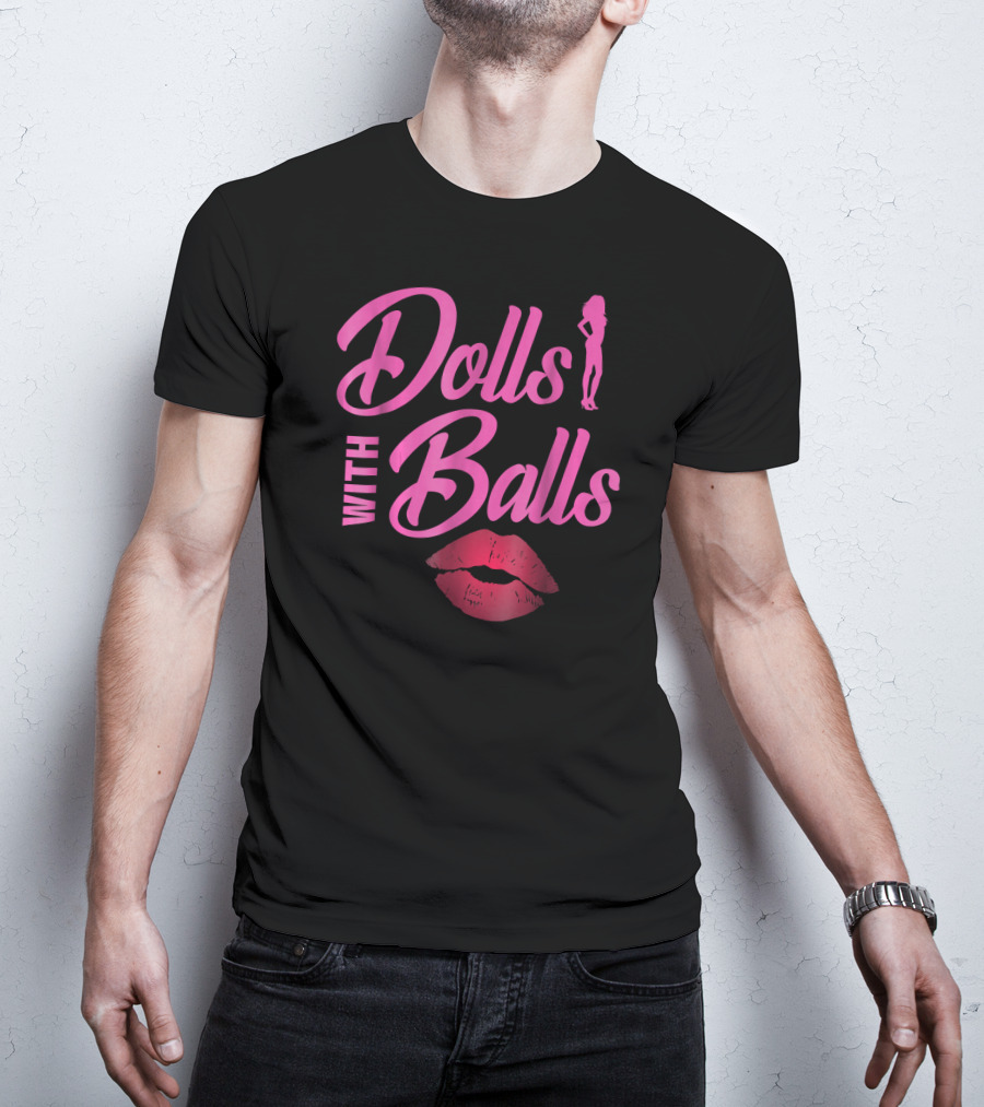 Dolls With Balls Funny Bowling Sports Silhouette Lips T-Shirt